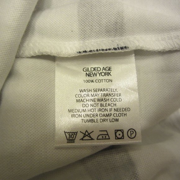 POLO SHIRT SOFT GILDED AGE NY POLO SHIRT, WHITE W/BUE STRIPES, MEDIUM, W/TAGS - Picture 9 of 10